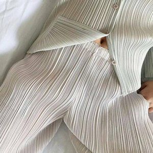 Issey Miyake Pleats Please White Pleated Pants